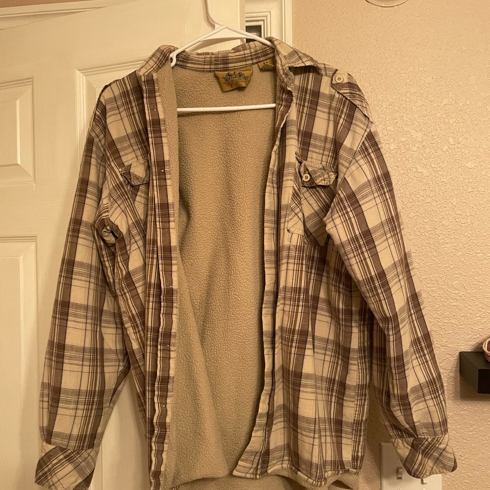 Vintage beige flannel with fleece lining SIZE M